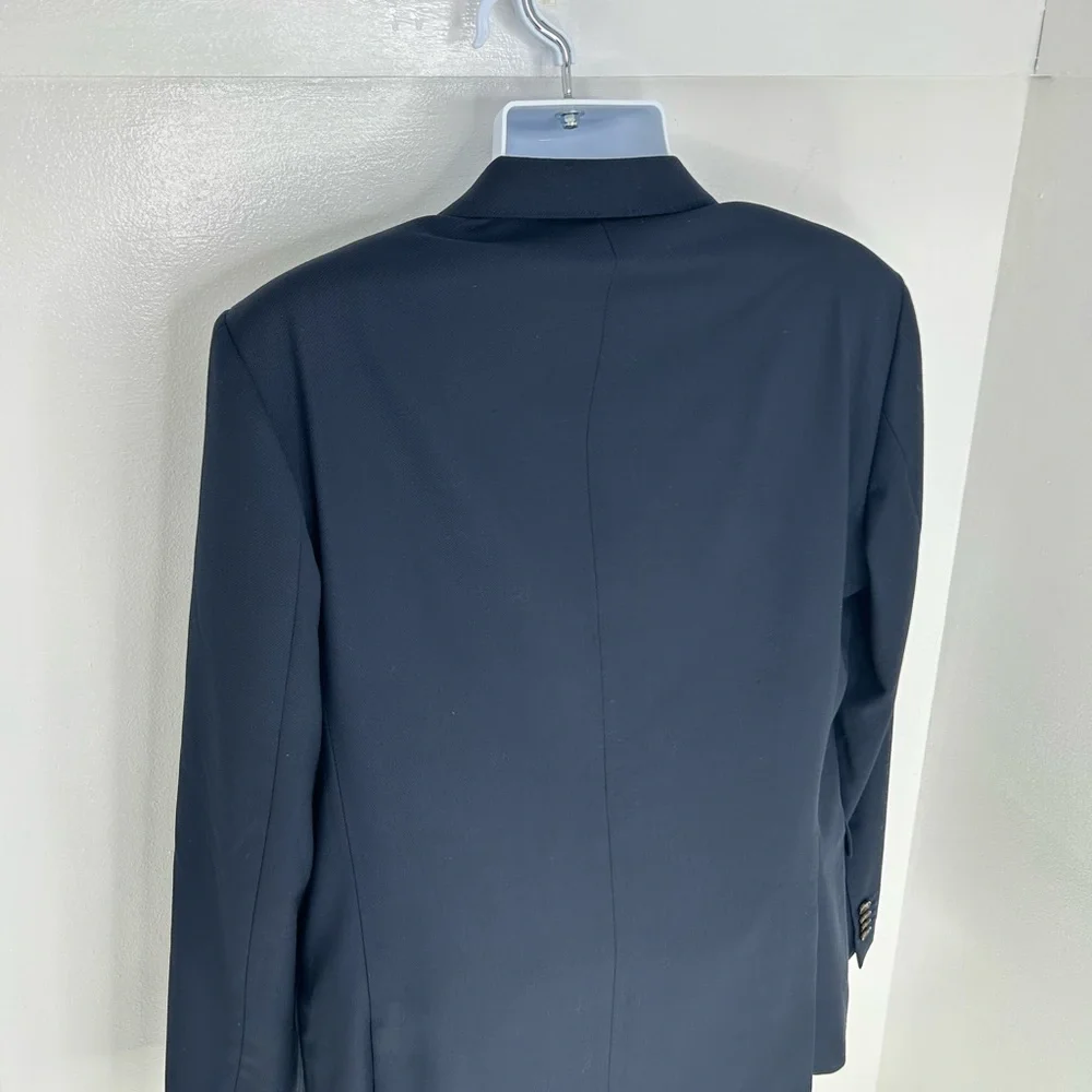 Lands End‎ Blazer Size 42R Navy Wool Tailored Fit Suit Jacket Office Career
